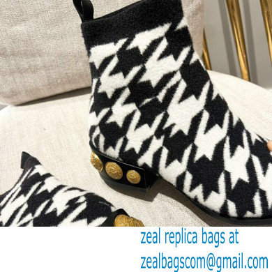 Balmain stretch knit Coin ankle boots houndstooth pattern 2022 - Click Image to Close