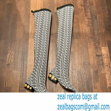 Balmain stretch knit Coin thigh-high boots 03 2022 - Click Image to Close