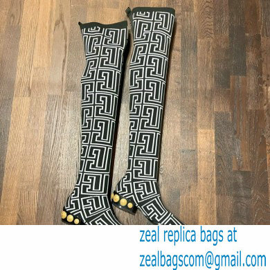 Balmain stretch knit Coin thigh-high boots 04 2022