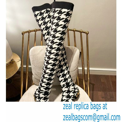 Balmain stretch knit Coin thigh-high boots houndstooth pattern 2022 - Click Image to Close