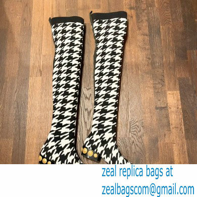 Balmain stretch knit Coin thigh-high boots houndstooth pattern 2022