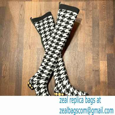 Balmain stretch knit Coin thigh-high boots houndstooth pattern 2022 - Click Image to Close