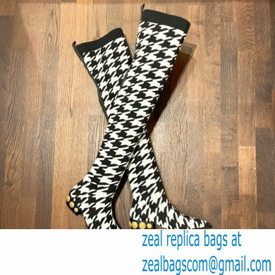 Balmain stretch knit Coin thigh-high boots houndstooth pattern 2022