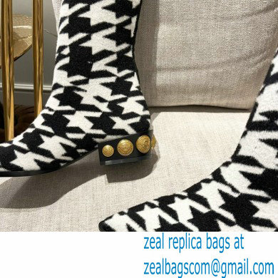 Balmain stretch knit Coin thigh-high boots houndstooth pattern 2022