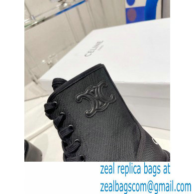 Celine Bulky Laced Up Boots In Nylon And Shiny Bull Black 2022 - Click Image to Close