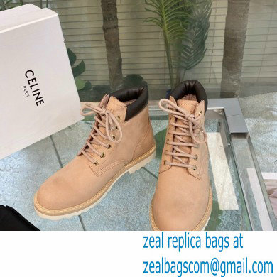 Celine Kurt High Lace-up Boots In Nubuck Calfskin 01 2022 - Click Image to Close