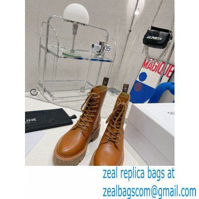 Celine Lace-up Boots With Studded Outsole Celine Bulky In Shiny Bull Brown 2022
