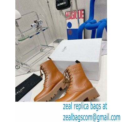 Celine Lace-up Boots With Studded Outsole Celine Bulky In Shiny Bull Brown 2022