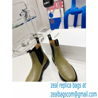 Celine Margaret Chelsea Boots in Calfskin Army Green 2022