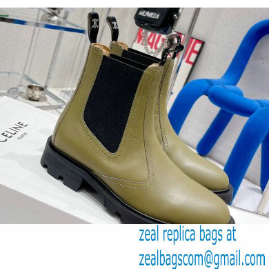 Celine Margaret Chelsea Boots in Calfskin Army Green 2022