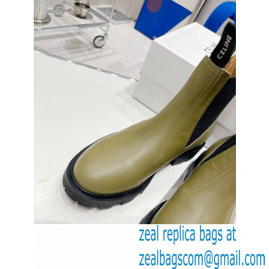 Celine Margaret Chelsea Boots in Calfskin Army Green 2022