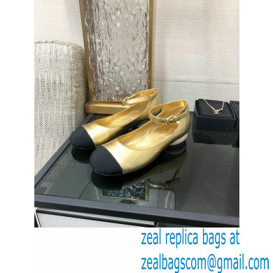 Chanel Calfskin Mary Janes Ballerinas G39281 GOLD 2022