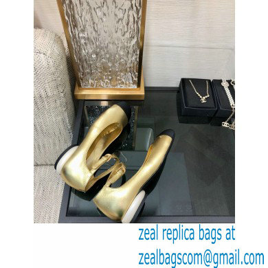 Chanel Calfskin Mary Janes Ballerinas G39281 GOLD 2022 - Click Image to Close