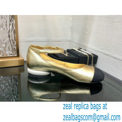 Chanel Calfskin Mary Janes Ballerinas G39281 GOLD 2022