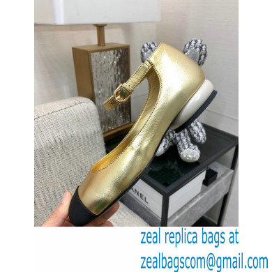 Chanel Calfskin Mary Janes Ballerinas G39281 GOLD 2022