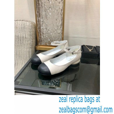 Chanel Calfskin Mary Janes Ballerinas G39281 White 2022 - Click Image to Close