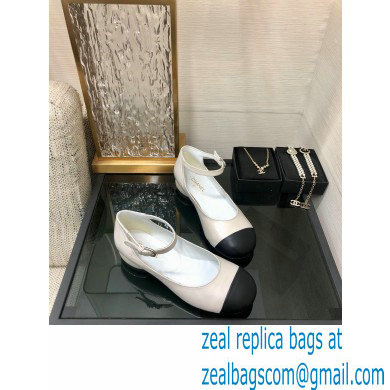 Chanel Calfskin Mary Janes Ballerinas G39281 White 2022 - Click Image to Close