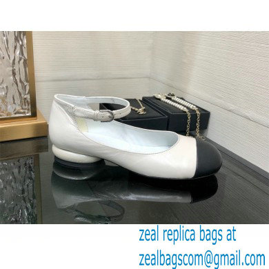 Chanel Calfskin Mary Janes Ballerinas G39281 White 2022 - Click Image to Close