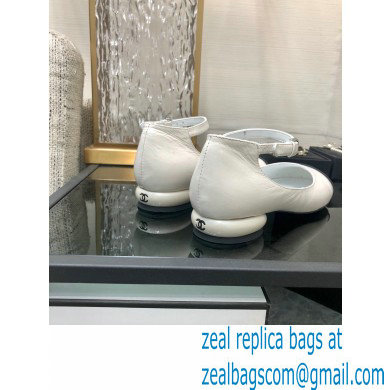 Chanel Calfskin Mary Janes Ballerinas G39281 White 2022
