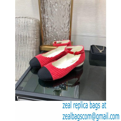 Chanel Corduroy Mary Janes Ballerinas G39281 RED 2022