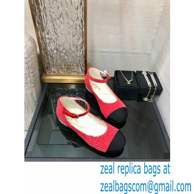 Chanel Corduroy Mary Janes Ballerinas G39281 RED 2022