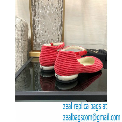 Chanel Corduroy Mary Janes Ballerinas G39281 RED 2022