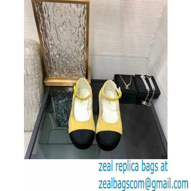 Chanel Corduroy Mary Janes Ballerinas G39281 YELLOW 2022