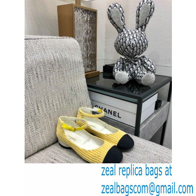 Chanel Corduroy Mary Janes Ballerinas G39281 YELLOW 2022