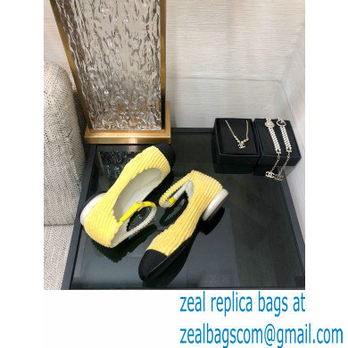 Chanel Corduroy Mary Janes Ballerinas G39281 YELLOW 2022