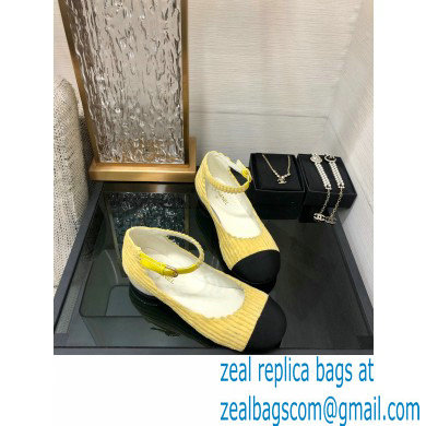 Chanel Corduroy Mary Janes Ballerinas G39281 YELLOW 2022