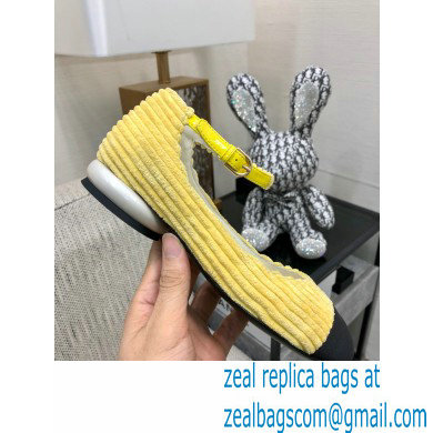 Chanel Corduroy Mary Janes Ballerinas G39281 YELLOW 2022