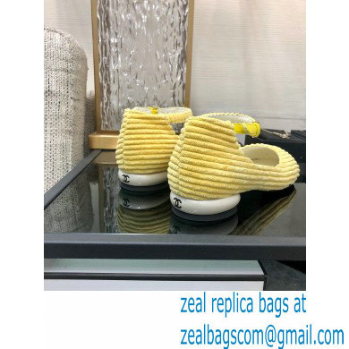 Chanel Corduroy Mary Janes Ballerinas G39281 YELLOW 2022