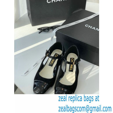 Chanel Mary Janes Suede Kidskin And Patent Calfskin Shoes black 2022 - Click Image to Close