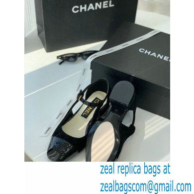 Chanel Mary Janes Suede Kidskin And Patent Calfskin Shoes black 2022 - Click Image to Close