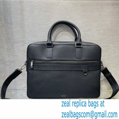 Dior Black Grained Calfskin Safari Briefcase Bag 2022