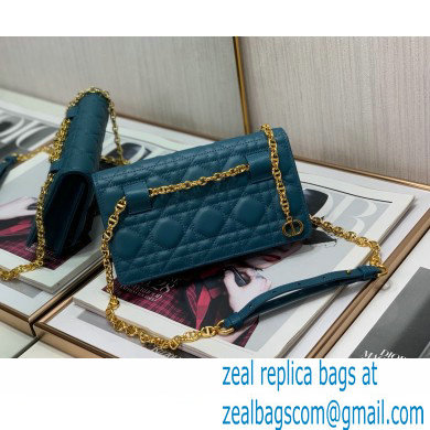 Dior Caro Belt Pouch with Chain Bag in Supple Cannage Calfskin Azure Blue 2022 - Click Image to Close