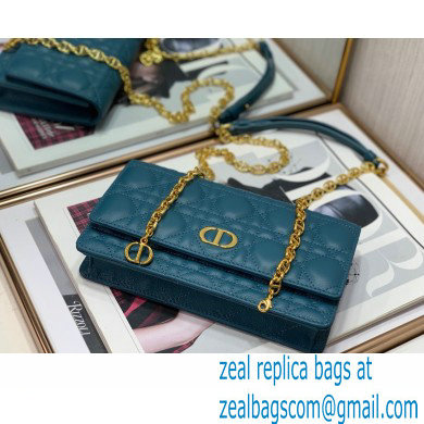 Dior Caro Belt Pouch with Chain Bag in Supple Cannage Calfskin Azure Blue 2022 - Click Image to Close
