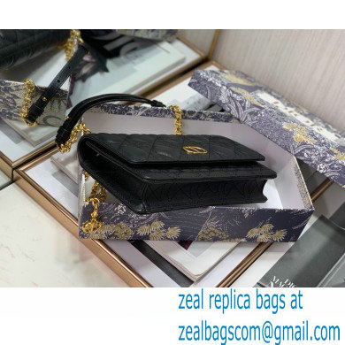 Dior Caro Belt Pouch with Chain Bag in Supple Cannage Calfskin Black 2022