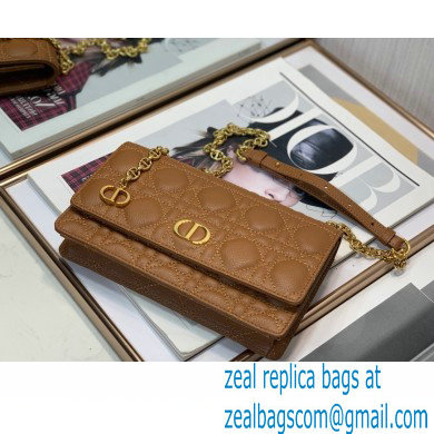 Dior Caro Belt Pouch with Chain Bag in Supple Cannage Calfskin Brown 2022 - Click Image to Close