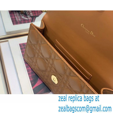 Dior Caro Belt Pouch with Chain Bag in Supple Cannage Calfskin Brown 2022 - Click Image to Close