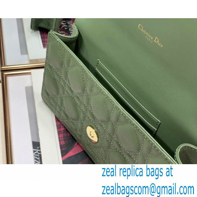 Dior Caro Belt Pouch with Chain Bag in Supple Cannage Calfskin Green 2022