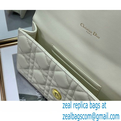 Dior Caro Belt Pouch with Chain Bag in Supple Cannage Calfskin White 2022 - Click Image to Close