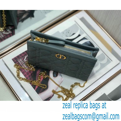 Dior Caro Zipped Pouch with Chain Bag in Supple Cannage Calfskin Cloud Blue 2022
