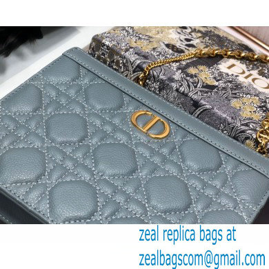 Dior Caro Zipped Pouch with Chain Bag in Supple Cannage Calfskin Cloud Blue 2022 - Click Image to Close