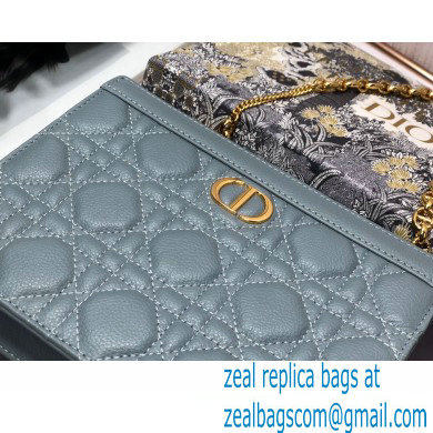 Dior Caro Zipped Pouch with Chain Bag in Supple Cannage Calfskin Cloud Blue 2022