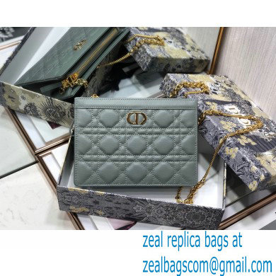 Dior Caro Zipped Pouch with Chain Bag in Supple Cannage Calfskin Gray 2022 - Click Image to Close