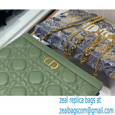 Dior Caro Zipped Pouch with Chain Bag in Supple Cannage Calfskin Green 2022