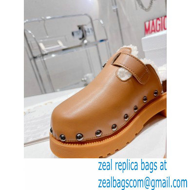 Dior Diorquake Clog in Calfskin and Shearling Brown 2022