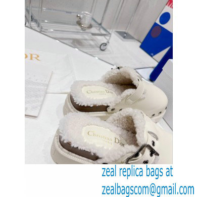 Dior Diorquake Clog in Calfskin and Shearling White 2022