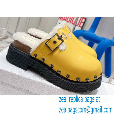 Dior Diorquake Clog in Calfskin and Shearling Yellow 2022 - Click Image to Close